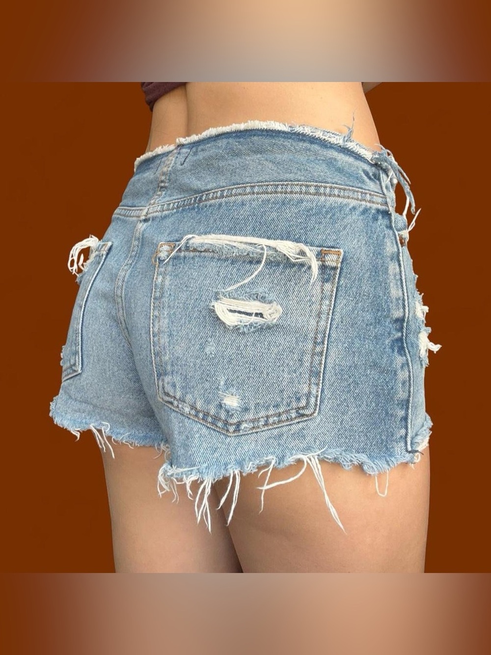Abercrombie & Fitch Light Blue Distressed Denim Cutoff Shorts